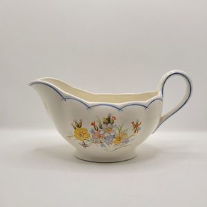 Vintage Creampetal Gravy Boat Creamer Dish Painted Spring Floral Moriage